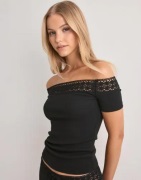 Nelly - Sort - Crochet Shoulder Top