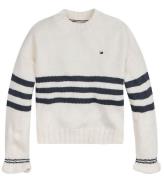 Tommy Hilfiger Bluse - Strik - Prep Stripe Sweater - Ivory Pedal