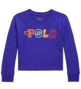 Polo Ralph Lauren Bluse - Cropped - BlÃ¥ m. Tekst