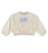 GANT Sweatshirt - C-Neck - Cropped - Rubber Grey Melange
