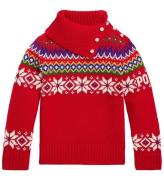 Polo Ralph Lauren Bluse - Bomuld/Uld - Fair Isle - RÃ¸d m. MÃ¸nste