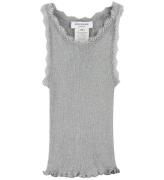 Rosemunde Top - Silke/Bomuld - Rib - Light Grey Melange m. Blond