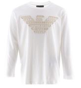 Emporio Armani Bluse - Hvid/Beige m. Logo