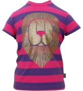 DanefÃ¦ T-shirt - Lilla/Pink stribet m. GuldlÃ¸ve