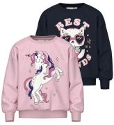 Name It Sweatshirt - NmfVisus - 2-Pak - Parfait Pink/Dark Sapphi