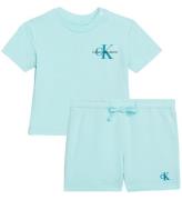 Calvin Klein SÃ¦t - T-shirt/ Shorts - Monogram Logo - Blue Tint
