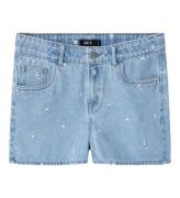 LMTD Shorts - NlfEmbizza - Light Blue Denim m. Blomster