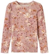 Name It Bluse - Rib - NmfNiara - Deauville Mauve m. Blomster