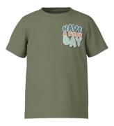 Name It T-shirt - NmmVictor - oil Green/Have A Nice Day