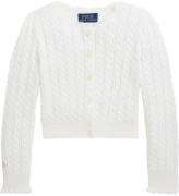 Polo Ralph Lauren Cardigan - Strik - Hvid m. HulmÃ¸nster