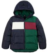 Tommy Hilfiger Dynejakke - Colorblock - Ornamental Green/Rouge/B