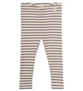 Petit Piao Leggings - Rib - Modal - Dusty Violet/Dark Off White