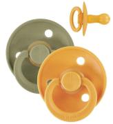 BIBS Colour Sutter - Str. 2 - 2-pak - Rund - Honey Bee/Oliv