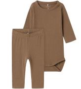 Name It Sæt - Leggings/Body l/æ - NbmNoe - Walnut