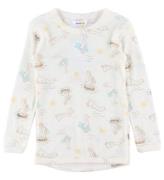 Joha Bluse - Uld/Silke - Off White m. Print