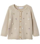 Name It Cardigan - Strik - NbfBilili - Summer Sand m. Blomster