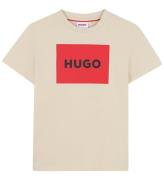 HUGO T-shirt - Stone/RÃ¸d