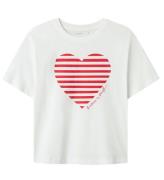 Name it T-shirt - NkfFesko - Bright White m. Hjerte
