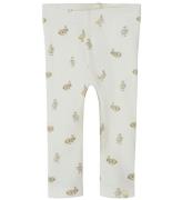 Lil' Atelier Leggings - Rib - NbnLavo - AOP - Coconut Milk