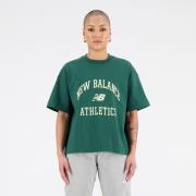 New Balance T-Shirt Athletics Varsity Boxy - Grøn/Hvid Kvinde
