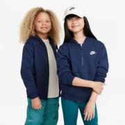 Nike Hættetrøje NSW Club Fleece Full Zip - Navy/Hvid Børn